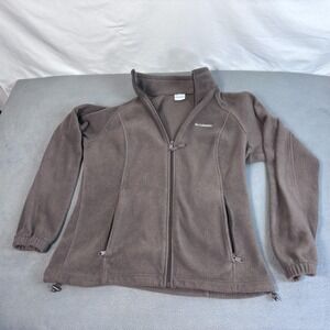 Columbia Fleece Jacket Womens Large Brown Full Zip Pockets Outdoor Hiking Warm